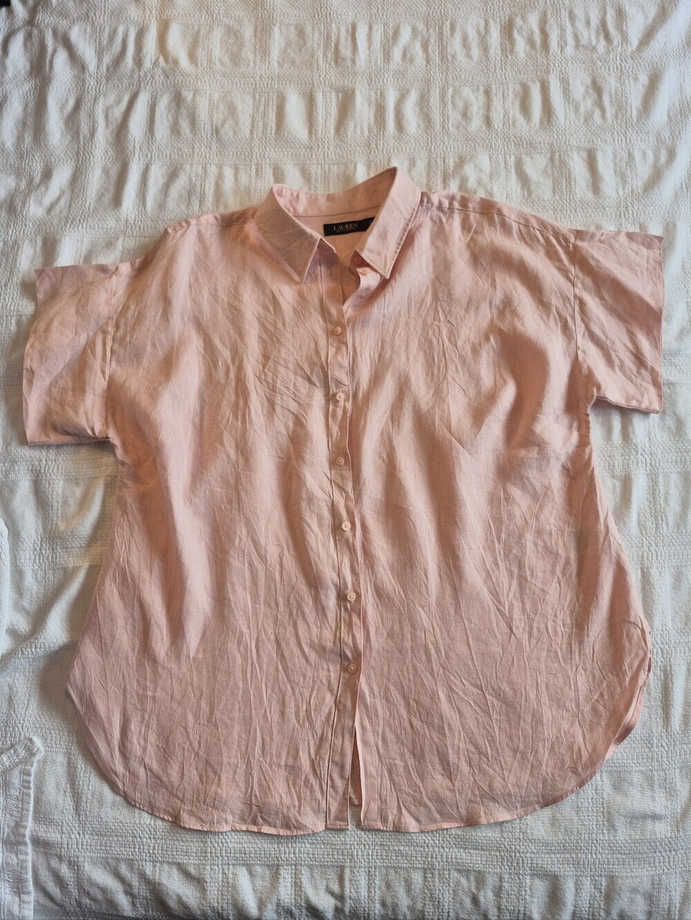 Lauren Ralph Lauren women's 1X light pink Black Label 100% Linen EUC